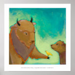 Bear buffalo bird attourney - unique original art poster