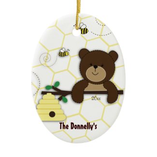 Bear & Bumble Bee Personalized Christmas Ornament ornament