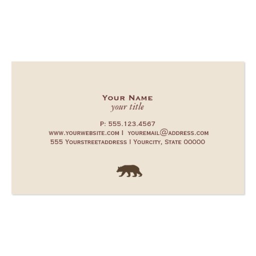 Bear Business  Card Business Card Template (back side)