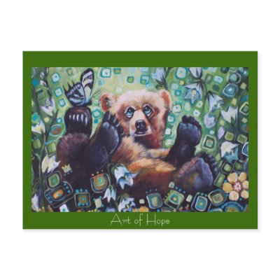 Bear & butterfly postcard by artofhope