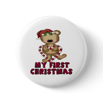 Bear & Candy Cane Baby's First Christmas Pin
