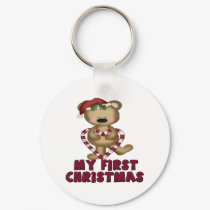 Bear & Candy Cane Baby's First Christmas keychains by ifbabycouldtalk Bear & Candy Cane Baby's First Christmas keychains