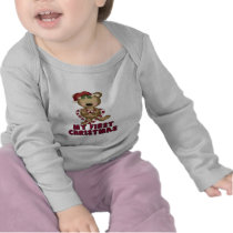 Bear & Candy Cane Baby's First Christmas t-shirts by ifbabycouldtalk Bear & Candy Cane Baby's First Christmas t-shirts