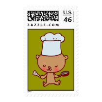Bear Chef Doodle Art Postage stamps