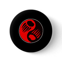 Bear Claw Yin Yang Black Pinback Button