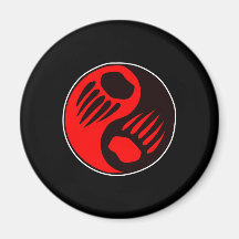 Bear Claw Yin Yang Black Fridge Magnets
