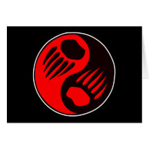 Bear Claw Yin Yang Black Greeting Cards