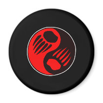 Bear Claw Yin Yang Black Fridge Magnets