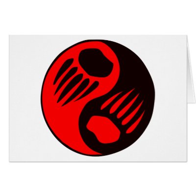Bear Claw Yin Yang Greeting Card by WhiteTiger_LLC