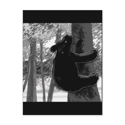 Bear Climbing Tree B/W Post Cards by haywiregraphics
