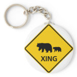 Bear Crossing Highway Sign Keychains