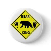 Bear Crossing Sign with Bear and Tracks buttons by tracker8459 Bear Crossing Sign with Bear and Tracks buttons