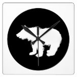 bear cub square wall clock