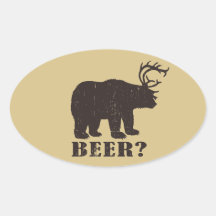 Bear + Deer = Bear? Funny Hunting Decals Oval Sticker