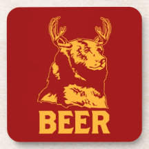 Bear + Deer = Beer Beverage Coaster
