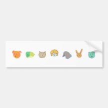 Bear dog cat rabbit fish human bird - 7 faces bumper sticker