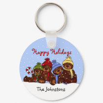 Bear family Christmas keychain