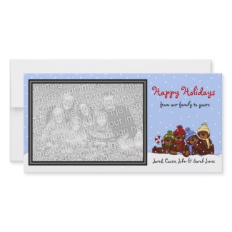 Bear family Christmas photo card photocard