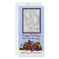 Bear family Christmas photo card Vertical photocard