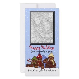 Bear family Christmas photo card Vertical photocard