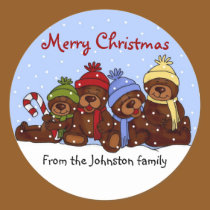 Bear family Christmas stickers