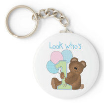 Bear First Birthday Blue Tshirts and Gifts Key Chains