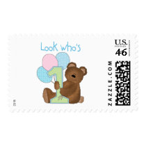 Bear First Birthday Blue Tshirts and Gifts Stamp