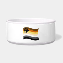 BEAR FLAG WAVING DOG WATER BOWLS