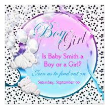 Bear gender reveal boy girl party personalized invitation