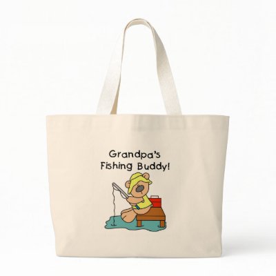 Bear Grandpas Fishing Buddy Canvas Bags by toddlersplace