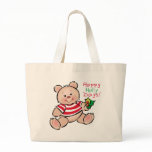 Bear Happy Holly Days Christmas Canvas Bag