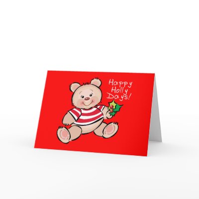 Bear Happy Holly Days Christmas Card by christmasgiftshop