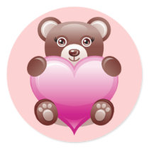BEAR HOLDING PINK HEART stickers by dgpaulart BEAR HOLDING PINK HEART stickers