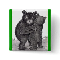 Bear Hug. Two bears hugging out in nature Button