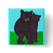 Bear Hug. Two bears hugging out in nature Pinback Button