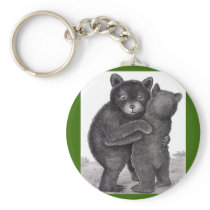 Bear Hug. Two bears hugging out in nature Key Chain