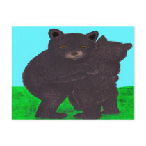 Bear Hug. Two bears hugging out in nature Postcards