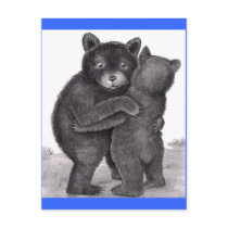 Bear Hug. Two bears hugging out in nature Postcards