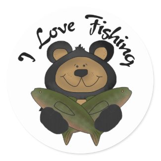 Bear I Love Fishing Tshirts and Gifts sticker
