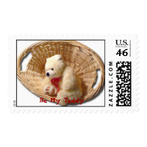 bear in basket, Be My Teddy stamps