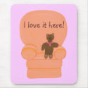 Bear in chair, I love it here! mousepad mousepad