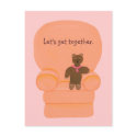 Bear in chair, Lets get together, invitations postcards by Cherylsart Bear in chair, Lets get together, invitations postcards