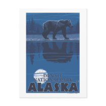 Bear in Moonlight - Denali National Park, Alaska Post Cards