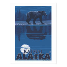 Bear in Moonlight - Katmai, Alaska Post Cards