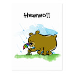 Bear Keeping Caterpillar Dry Postcard postcards