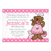 Bear Little Baker Party Invitation
