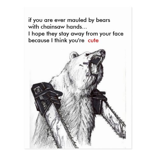 Bear Mauling Romance Post Cards