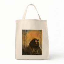 Bear on a Log Canvas Bags