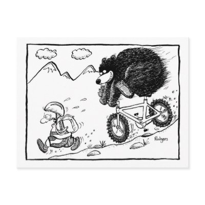 bear on bike post card by rodgersg