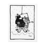 bear on chairlift postcard
